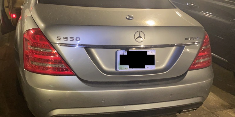 Rear view of Mercedes car