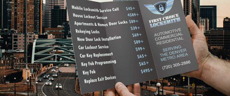 locksmith price table