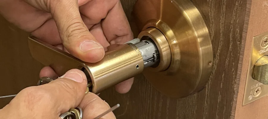 Residential deadbolt lock installation by a Denver locksmith